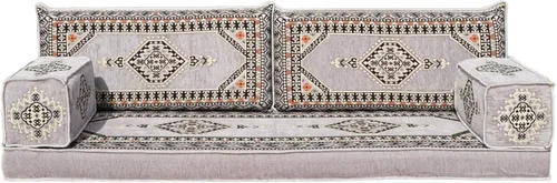 Vista 24 de arabicsofa Asiento de suelo oriental gris - Juego de cojines modulares hechos a mano para sala de estar
