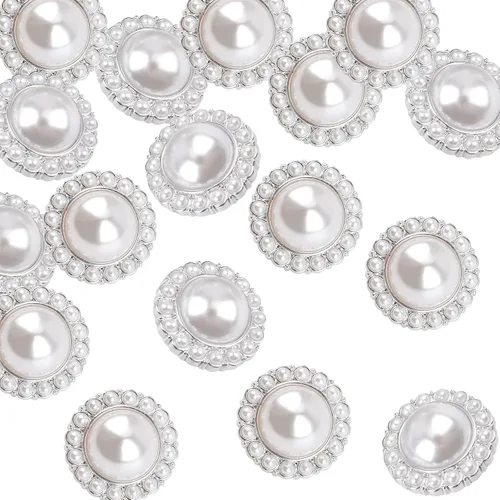 Vista 9 de 30 botones de perlas sintéticas, botones acrílicos de perlas retro vintage dorados, redondos, de cristal, para coser, para manualidades, 0.91 Perla