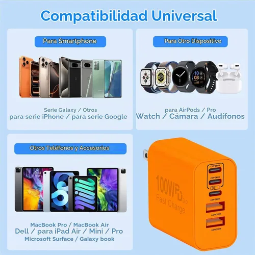 Vista 7 de QZIIW Bloque de cargador rápido de pared USB C, bloque de carga rápida tipo Naranja