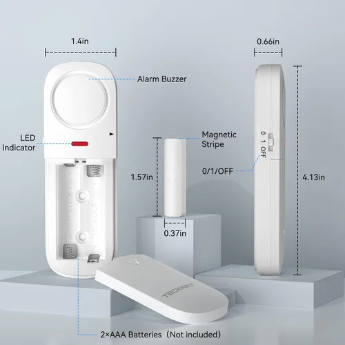 Vista 6 de TECKNET Alarmas de puerta cuando se abre, alarma con sensor de puerta inteligente WiFi de 2.4 G y timbre, alertas de aplicación, alarmas de puerta