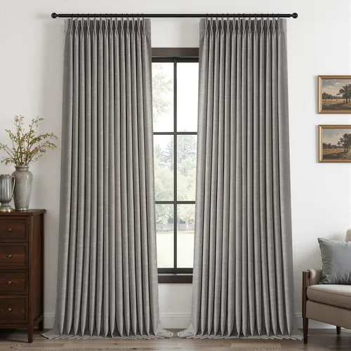 Vista 68 de Topfinel - Cortinas opacas plisadas de 96 pulgadas para dormitorio, 2 paneles Natural