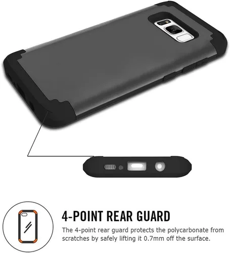 Vista 5 de Funda de teléfono para Samsung Galaxy S8 Plus, cubierta dura, a prueba de golpes, silicona suave, híbrida, tres capas, resistente, accesorios