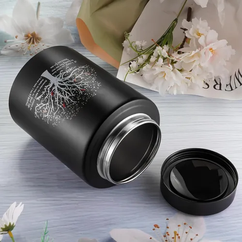 Vista 3 de SOITIS Urna mediana de hasta 140 libras para cenizas humanas adultas, urna decorativa de acero inoxidable de 7.3 pulgadas, árbol de la vida