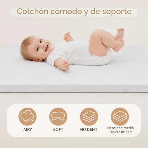 Vista 4 de Moisés de bebé, 3 en 1 moisés para bebé, cuna ajustable de 6 alturas con colchón, malla transpirable, ruedas universales con bloqueo, cesta de Caqui