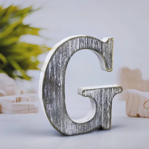 Vista 10 de Letras de madera rústica sin terminar de 4 pulgadas para decoración de pared, letras decorativas de pie en rodajas, decoración de tablero