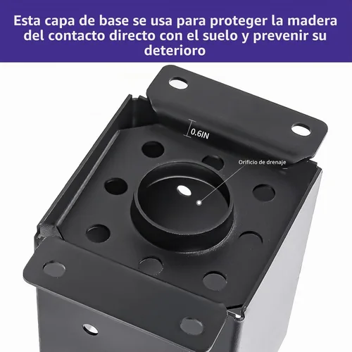 Vista 4 de 4x4 Base de poste de 4 piezas, (Tamaño interno 3.5"x3.5") Soporte de poste de valla de madera para pérgola, anclaje de poste recubierto en polvo
