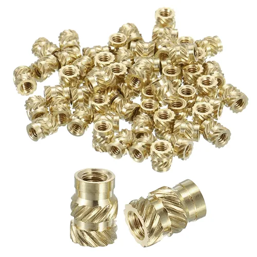 Vista 65 de uxcell Tuercas de inserción moleteadas, 100 piezas M1 x 1.5mm L x 2mm DE 3D Impresión de latón Tuercas de inserción roscadas hembras Insertos