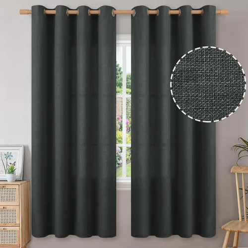 Vista 17 de BGment Cortinas de Lino Beige de 63 Pulgadas de Largo 2 Paneles - Tratamientos para Ventanas con Textura de Arpillera Filtrantes de Luz Cortinas B