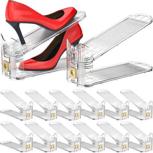 Vista 10 de Organizador de ranuras para zapatos, apiladores de zapatos ajustables, paquete de 10 ahorradores de espacio para zapatos, ranura para zapatos