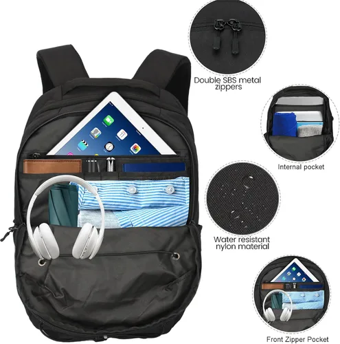 Vista 5 de KEOFID Mochila de viaje para hombres y mujeres, mochila para computadora portátil, mochila resistente al agua, mochila para la universidad, mochila