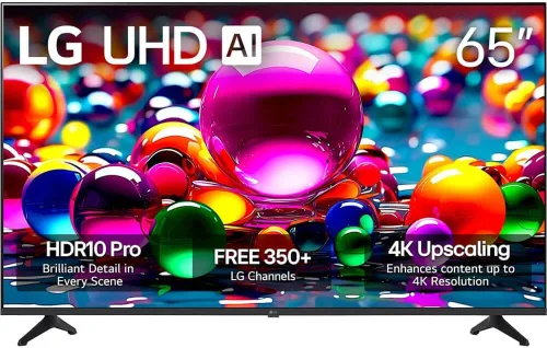 Vista 2 de LG Serie UA77 de 65 pulgadas LED AI 4K Smart WebOS TV 2025 HDR WiFi Bluetooth Streaming Bundle con cable HDMI y plan de protección CPS de 12 meses
