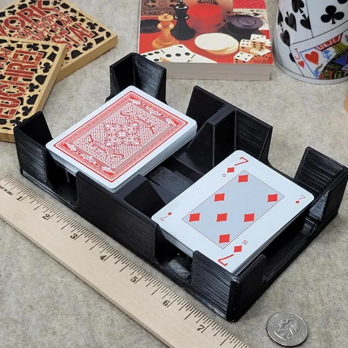 Vista 9 de Bandeja de plástico negro para cartas o carrito, no giratoria, fabricada en Estados Unidos Non-Swivel, Deluxe Plastic, Holds up to 2 decks, Does
