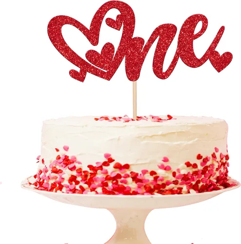 Vista 30 de Rsstarxi Paquete de 24 adornos para cupcakes para el día de San Valentín, con purpurina roja, dulce amor, para cupcakes, decoración de San Valentín
