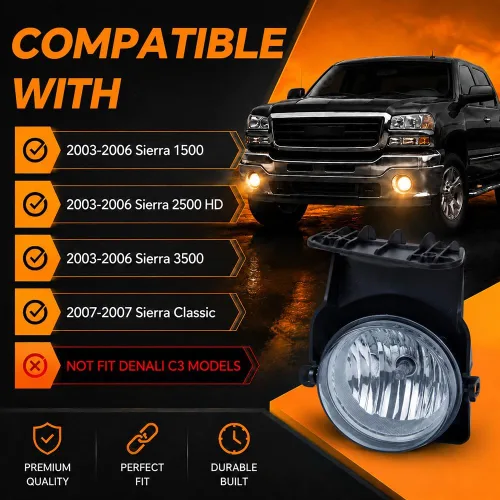 Vista 2 de G-PLUS Juego de luces antiniebla para parachoques compatibles con GMC Sierra 1500 2500 3500 Pickup GM2592154, GM2593154, GM2593154, GM2593128