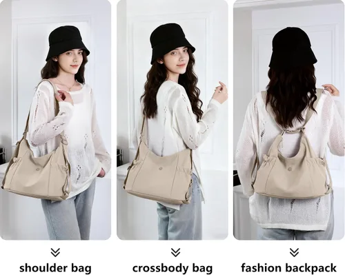 Vista 2 de Mochila Tote Bolso Bandolera de Pana para Mujer, Bolsos de Hombro Convertibles, Bolso de Mano de Diseñador para Universidad, Trabajo
