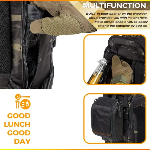 Vista 5 de DBTAC Mochila táctica para el almuerzo, enfriador de almuerzo grande para hombres y mujeres Mochila enfriadora aislada para el trabajo, picnic