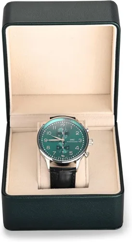 Vista 7 de Caja de regalo de reloj de cuero PU negro Premium Caja de almacenamiento de reloj individual con caja de reloj de pulsera de almohada extraíble