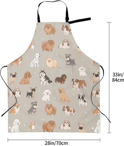 Vista 6 de Perinsto Waterproof Apron With 2 Pockets Kitchen Chef Aprons Bibs For Cooking Baking Painting Gardening Grooming Afroamericano Negro Chica Mujer