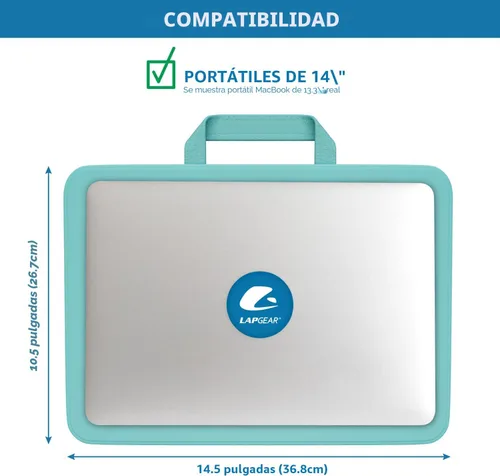 Vista 3 de LapGear - Escritorio compacto para regazo - Se adapta a laptops de hasta 15 pulgadas - Aqua Sky - Estilo núm. 43109 Microbead Cushion, Built-In