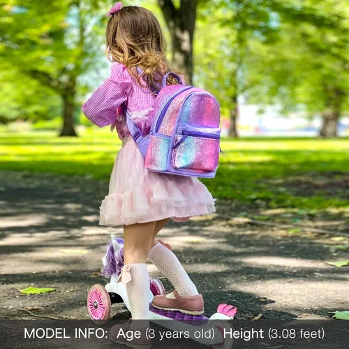 Vista 2 de mibasies Mini mochila para niñas y niños, bolso arcoíris, Púrpura Rainbow 1, Viajar