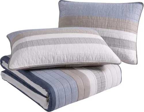 Vista 6 de Nautica - Juego de edredón tamaño individual, ropa de cama de algodón suave y transpirable con sensación de peso medio, juego de cama reversible