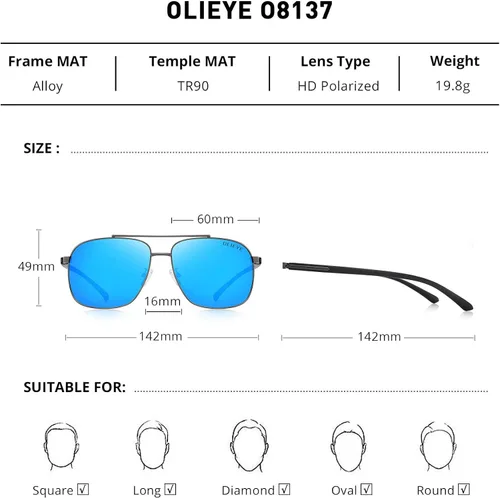 Vista 2 de Gafas de sol polarizadas para hombre, de OLIEYE