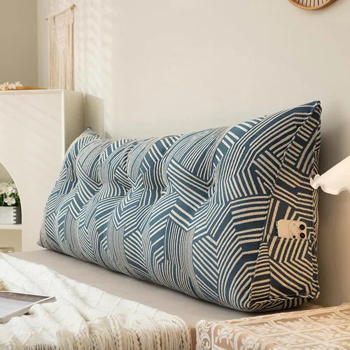 Vista 14 de Cojín triangular para mesita de noche, gran cabecero triangular con cuña para reposo en cama, almohada de lectura, respaldo y soporte de Azul