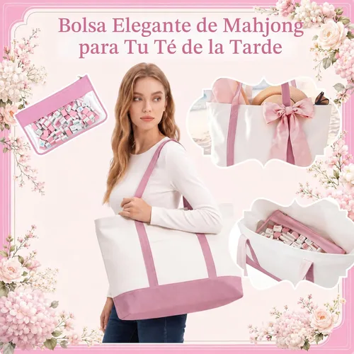 Vista 4 de Soulchen Juego de mahjong americano de fiesta de té rosa de 1.2 pulgadas