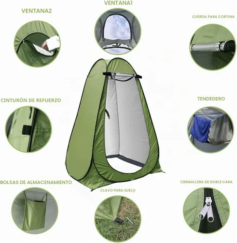 Vista 4 de Anngrowy Pop Up Privacy Shower Tent - Portable Outdoor Camping Bathroom Toilet Changing Dressing Room - UPF40+ Waterproof