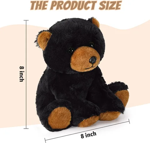 Vista 2 de Ditucu Peluche de oso negro de 8 pulgadas, lindos juguetes de peluche realistas, ultra suaves, regalos para niños