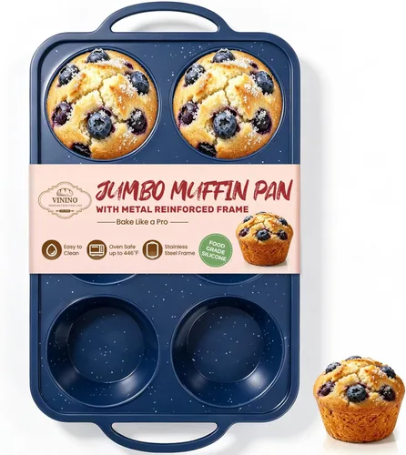 Vista 22 de Vinino Juego de moldes de silicona para muffins de 3 piezas con marco