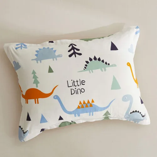 Vista 6 de Joyreap Juego de edredón de algodón de 3 piezas para niños, edredón de algodón tamaño individual de dinosaurio para niños y niñas, diseño reversible