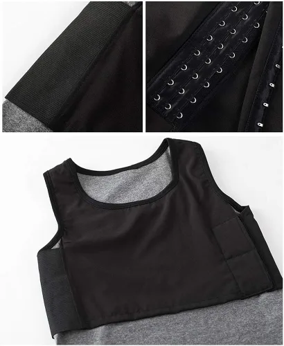 Vista 2 de BaronHong Algodón Transpirable Pecho Binder Long Tank Top para Tomboy Trans Lesbiana