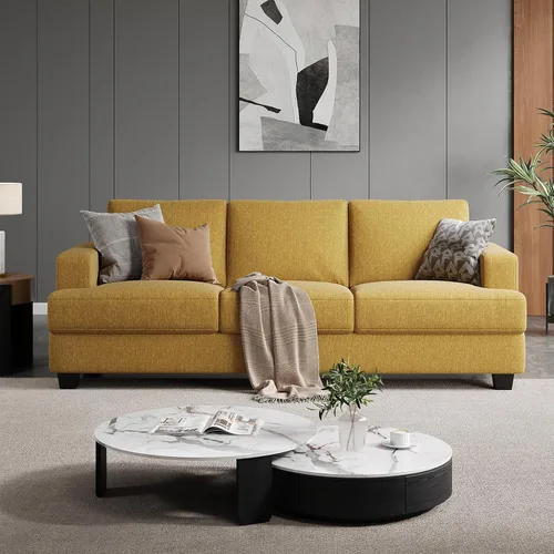 Vista 10 de COPIAE Sofá de 89 pulgadas con asientos extra profundos de gran tamaño, sofá de 3 plazas para sala de estar, sofá y sofá moderno, cómodos