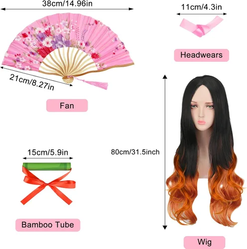 Vista 4 de MEEZY Disfraz de kimono de anime japonés de 13 piezas, disfraz de Halloween para adultos
