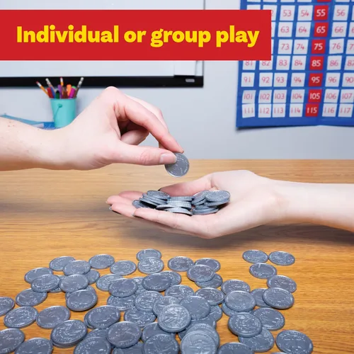 Vista 5 de LEARNING ADVANTAGE - 7524 Learning Advantage, monedas de plástico de cuartos de juego - Juego de 100