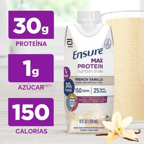 Vista 3 de Ensure Max Protein Nutrition Shakes, Variety Pack, With 30g of Protein, 1g of Sugar, Nutrients to Support Immune System Health, High Protein Shake