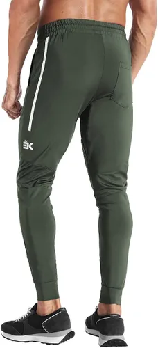 Vista 4 de BROKIG Pantalones deportivos ligeros de gimnasio para hombre, pantalones deportivos de entrenamiento con bolsillo con cremallera, pantalones