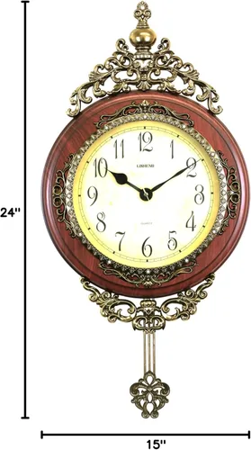 Vista 6 de Reloj de pared de péndulo adornado estilo victoriano