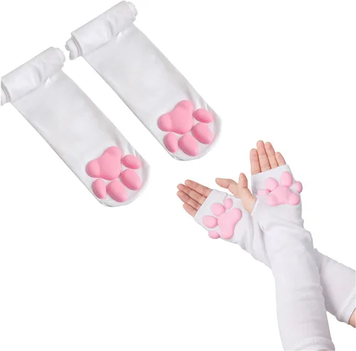 Vista 13 de Juego de calcetines altos en 3D con pata de gato y accesorios para Juego de 4 piezas color negro