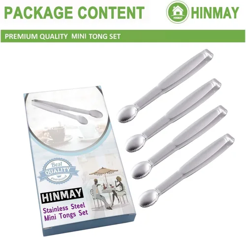 Vista 2 de HINMAY Mini Pinzas de 5-3/4 Pulgadas de Acero Inoxidable Pinzas Pequeñas para Servir, Pinzas de Cocina Pequeñas para Aperitivos, Fiesta de Té