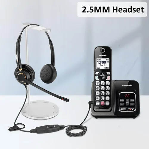 Vista 4 de Auriculares para teléfono de 0.098 in con micrófono con cancelación de ruido e interruptor de silencio, auriculares de teléfono de ajuste cómodo