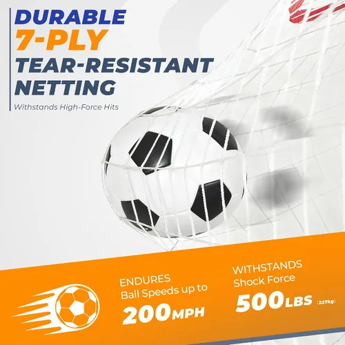 Vista 3 de Portería de fútbol, portería de fútbol de 12 x 6 pies para patio trasero, red de fútbol portátil para entrenamiento de práctica al aire libre
