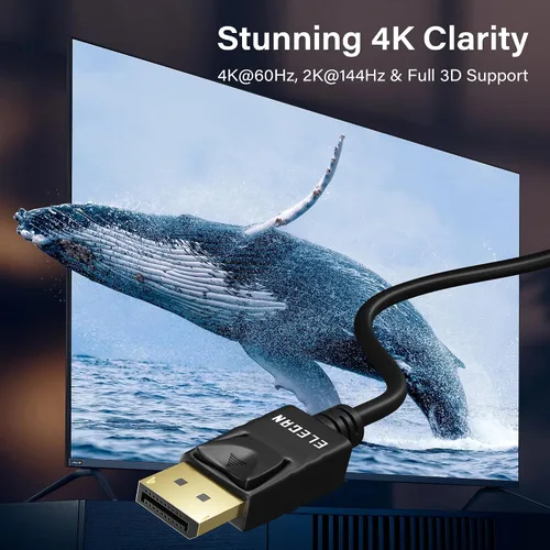 Vista 5 de Elecan Cable DisplayPort 1.2 4K con certificación VESA, paquete de 5 unidades, cable de puerto de pantalla de alta velocidad DP a DP macho a macho