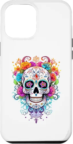 Vista 26 de Halloween Sugar Skull Flower Calavera Dia De Los Muertos Case for iPhone 17