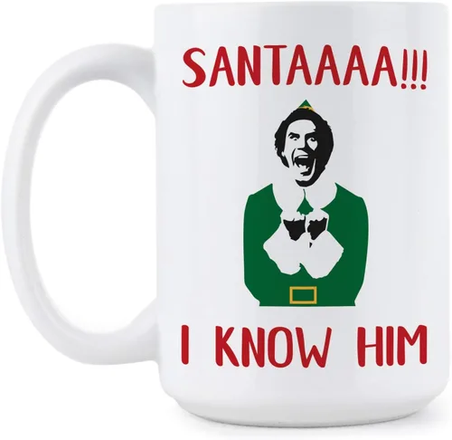 Vista 4 de Taza de Santa I Know Him OMG Santa I Know Him