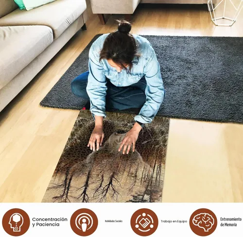 Vista 6 de WOZUIBAN Rompecabezas clásico para adultos, rompecabezas de madera de 1000 piezas, rompecabezas de madera, mapa del bosque, oso, decoración moderna