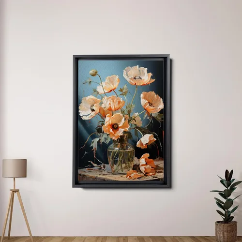 Vista 6 de Delicate Botanical Print, Iceland Poppies in Vase, Floral Oil Painting Print for Nature Wall Art, Wall Art, Art Print