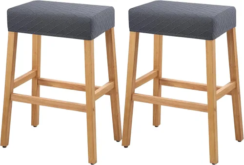Vista 30 de YISUN Fundas de taburete rectangulares, paquete de 2 fundas elásticas impermeables para asiento de silla de montar, taburetes de bar, sillas de bar