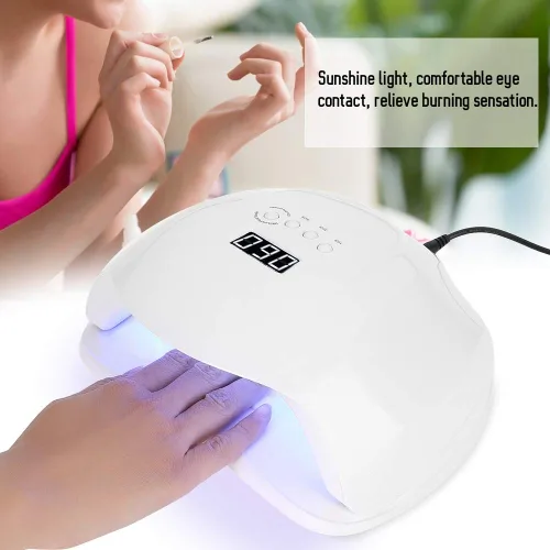 Vista 2 de Lámpara de uñas LED, secadora de uñas de 54 W, máquina de secado de uñas LED, luz de curado de esmalte de uñas, fuente de luz dual, herramienta